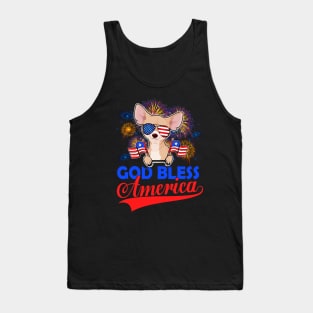 God Bless America 4th Of July Firework Dog Unisex Tank Top